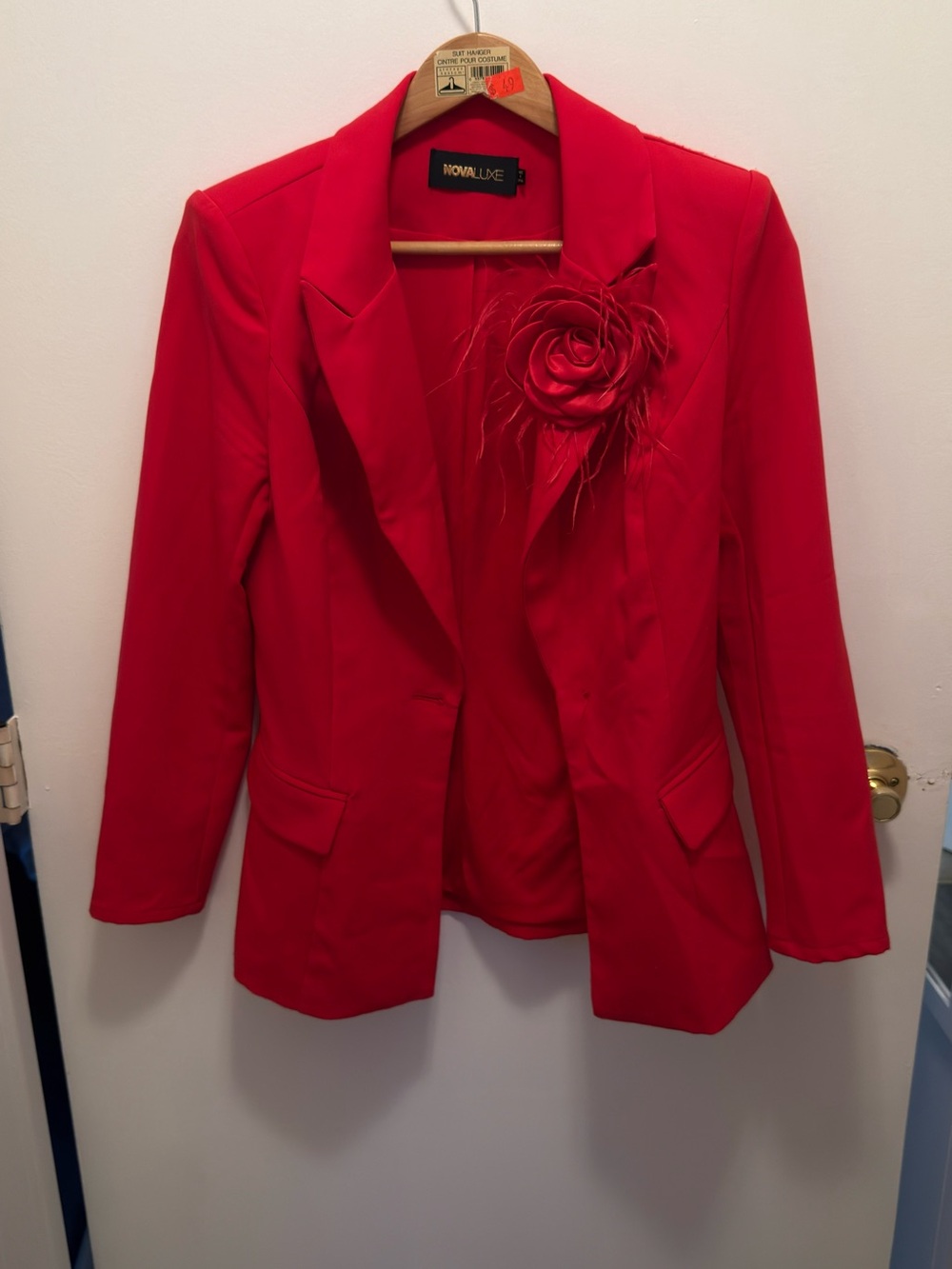 Fashion Nova Red Floral Corsage Blazer